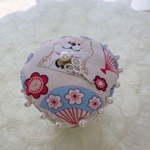 Corgi Dog Pincushion In Ceramic Rice Bowl Hand Made NWOT Perfect Mom Gift